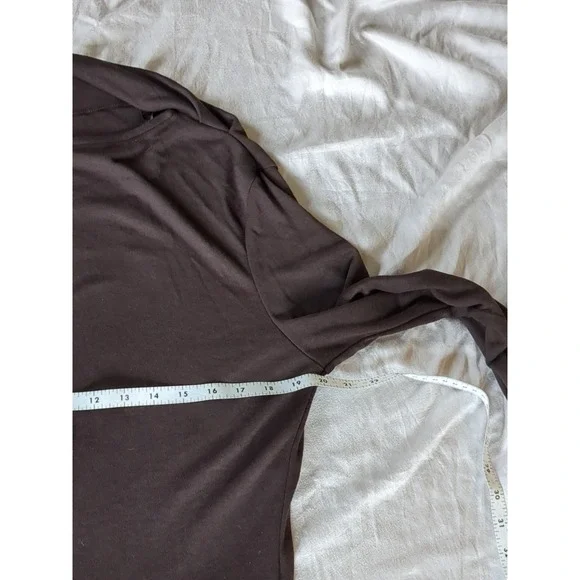 REISS Fleur Off The Shoulder Ruched Jersey Midi Dress Brown Long Sleeve Sz Large - Picture 11 of 15